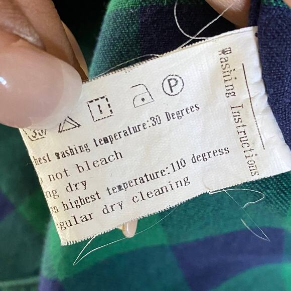 M¡Cotton Mens Western Check Flannel Plaid Button Up Shirt Green Blue Size Small - Picture 4 of 8